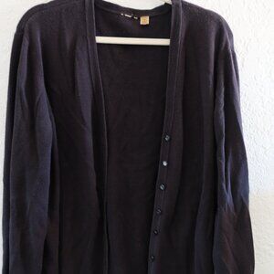 Cardigan 3X Sweater Women 100% Cotton Black 8 Buttons Down The Front